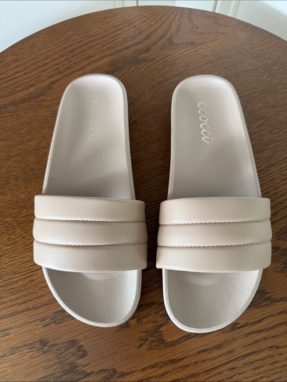 CCOCCI Beige Double-Strap Slide Sandals